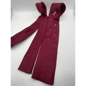 Haband Vintage Burgundy Nylon Silk Embroidered Geometric Square End Tie 2.5"